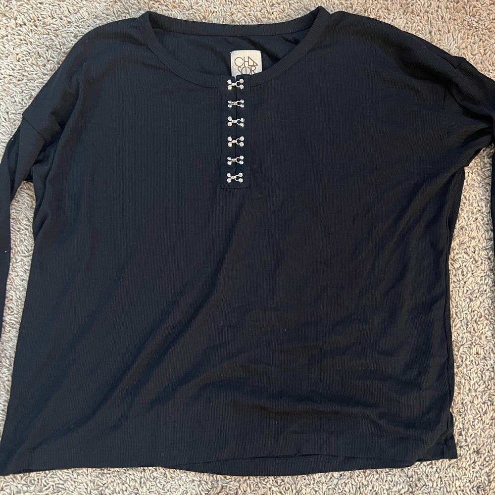 Chaser Women's Black Long Sleeve Thermal Shirt Size X-large